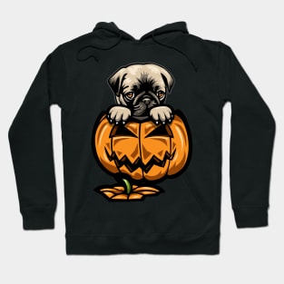 Halloween Cute Pug Pumpkin Hoodie